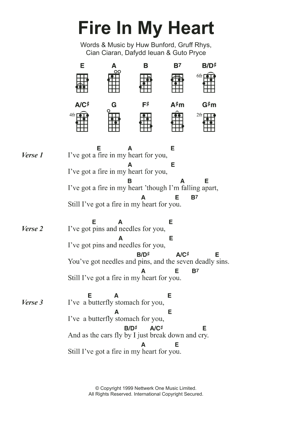 Super Furry Animals Fire In My Heart Sheet Music