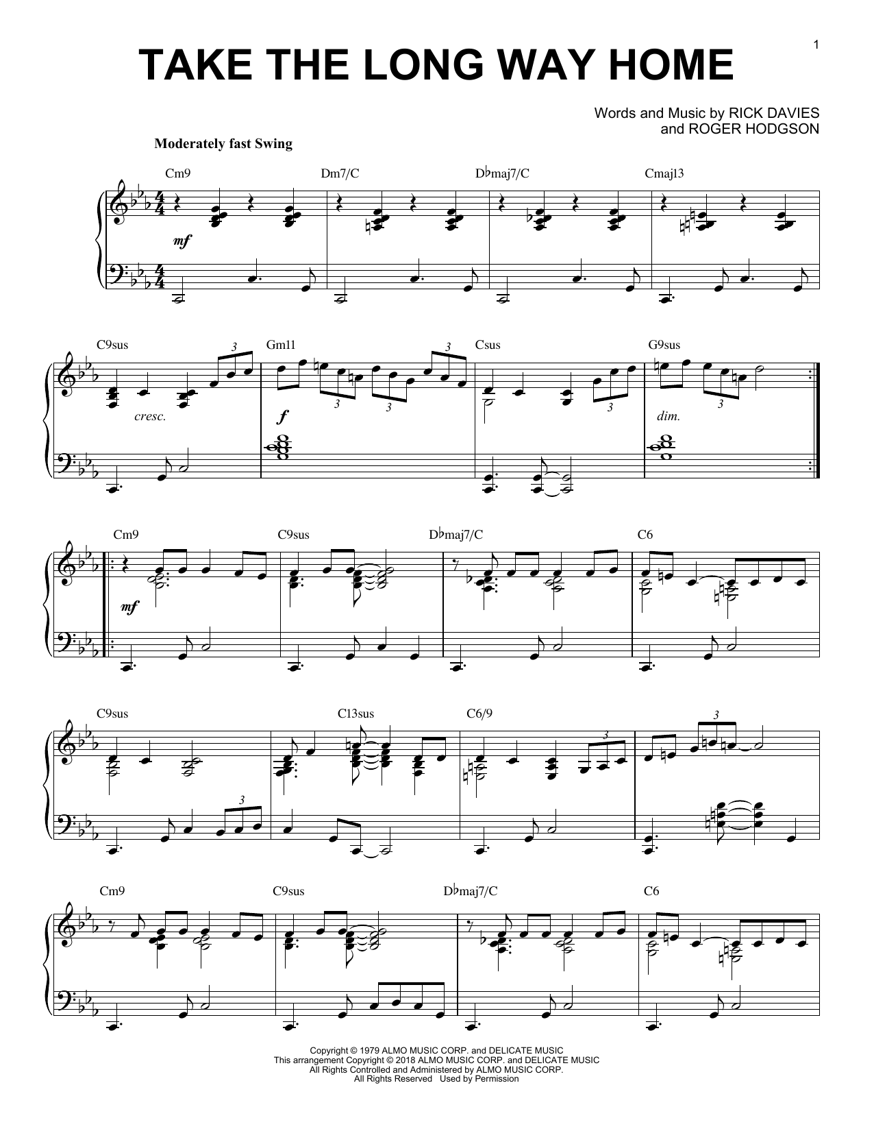 Supertramp Take The Long Way Home [Jazz version] Sheet Music