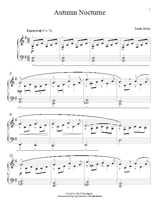 Susan Alcon Autumn Nocturne Sheet Music