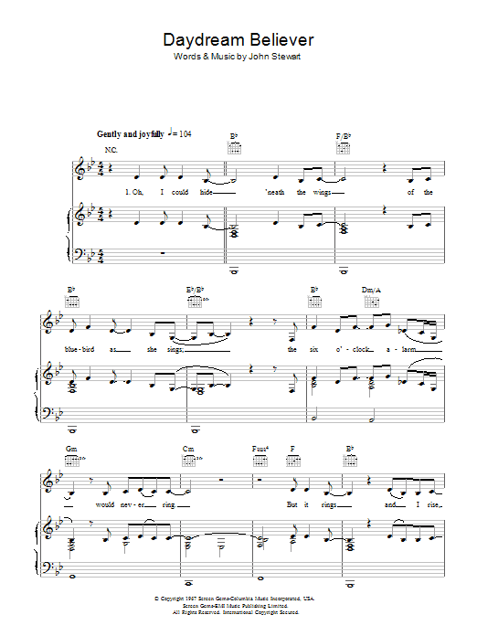 Susan Boyle Daydream Believer Sheet Music