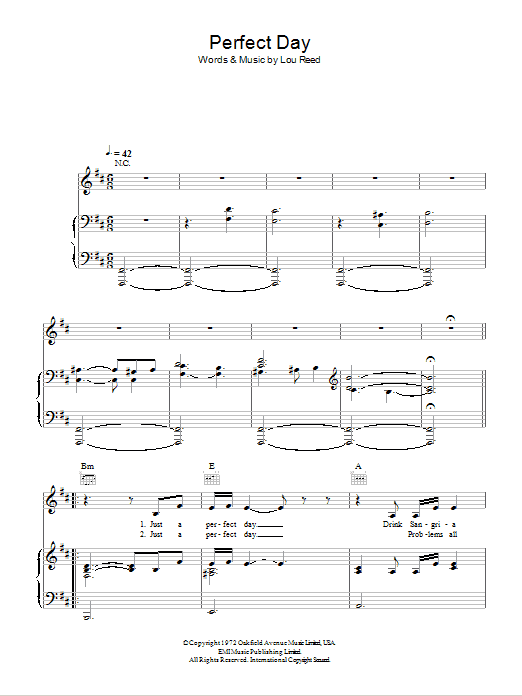 Susan Boyle Perfect Day Sheet Music