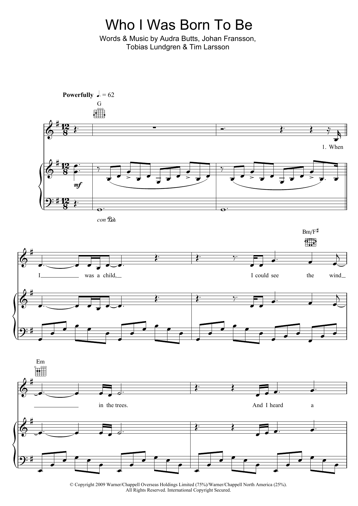 Susan Boyle Who I Was Born To Be Sheet Music