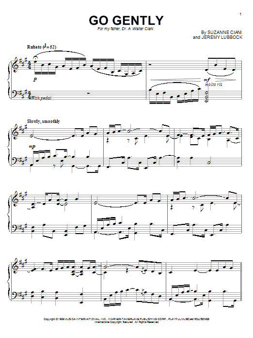 Suzanne Ciani Go Gently Sheet Music