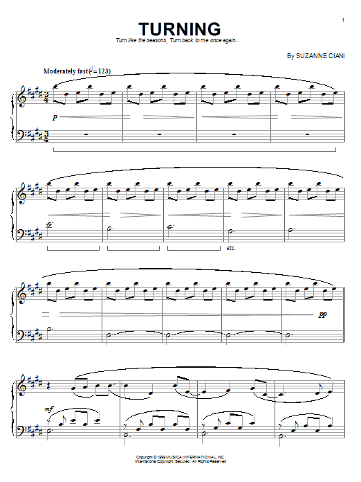 Suzanne Ciani Turning Sheet Music