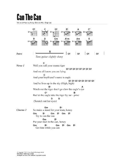Suzi Quatro Can The Can Sheet Music