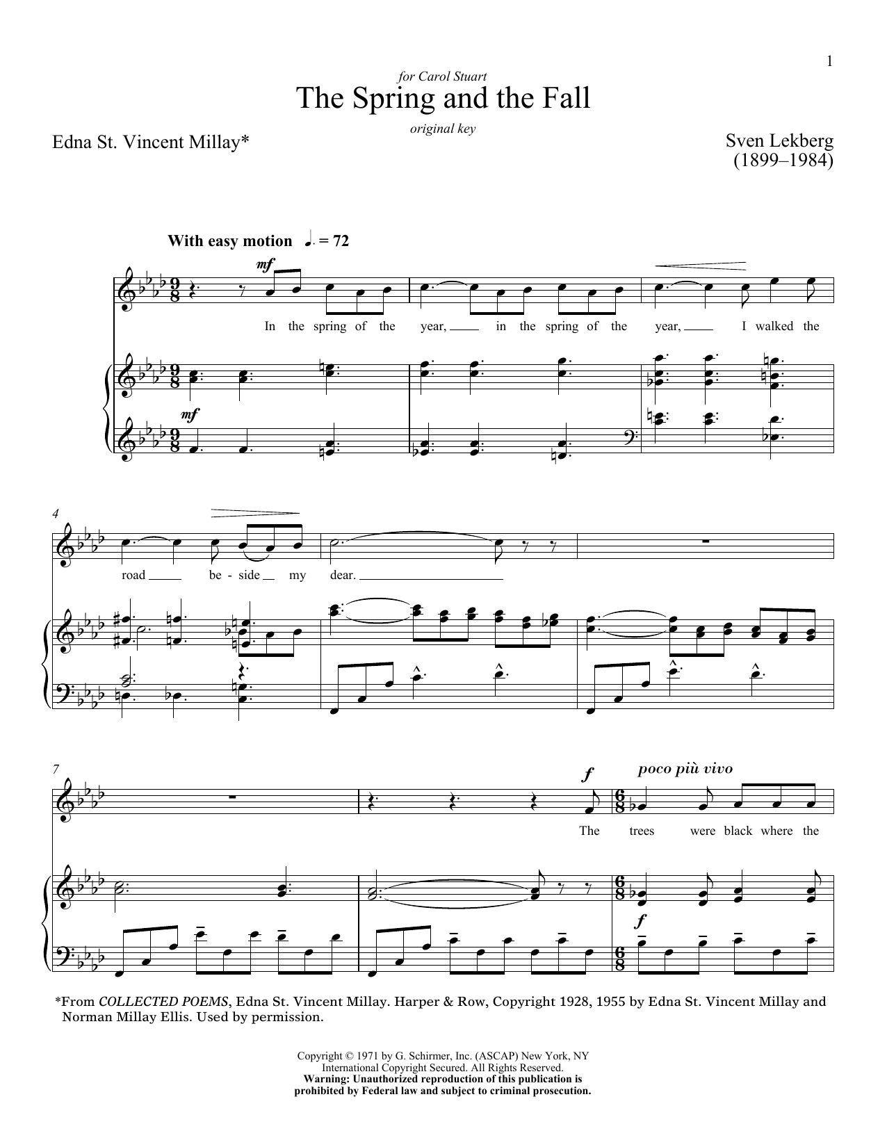 Sven Lekberg The Spring And The Fall Sheet Music