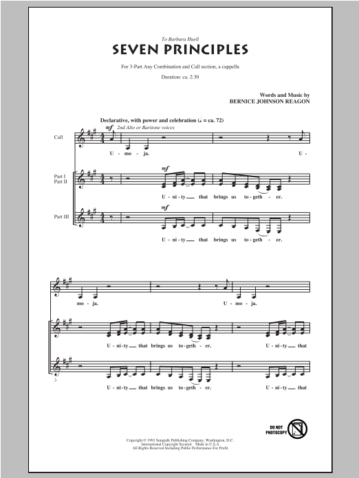 Sweet Honey In The Rock Seven Principles Sheet Music