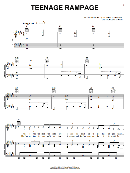 Sweet Teenage Rampage Sheet Music