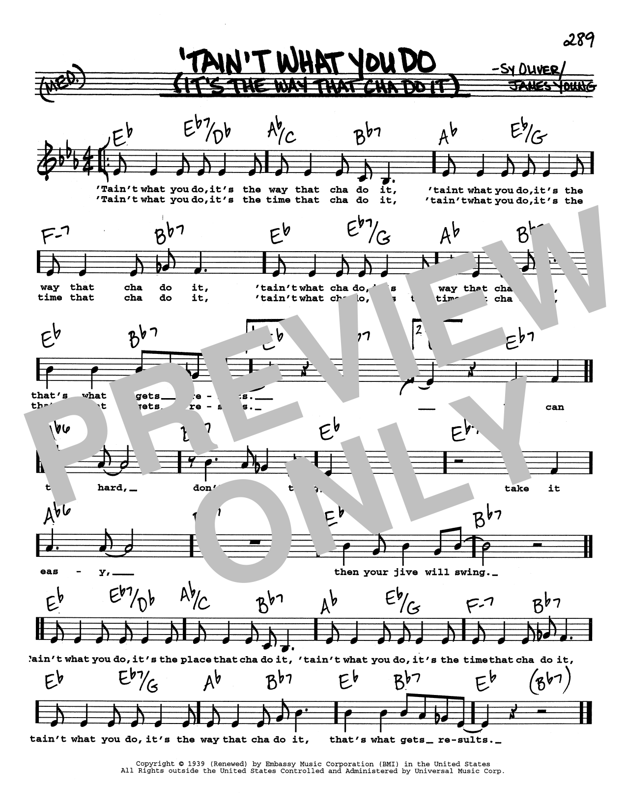 Sy Oliver 'Tain't What You Do (It's The Way That Cha Do It) (Low Voice) Sheet Music