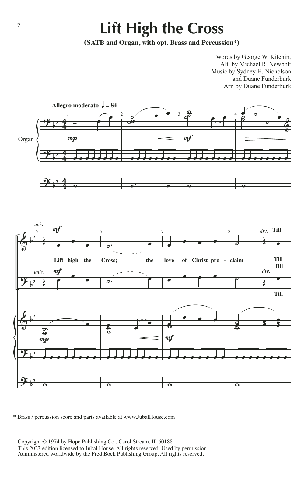 Sydney H. Nicholson Lift High the Cross (arr. Duane Funderburk) Sheet Music