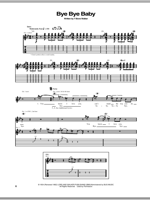 T-Bone Walker Bye Bye Baby Sheet Music