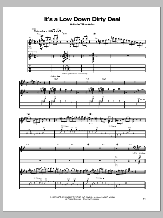 T-Bone Walker It's A Low Down Dirty Deal Sheet Music