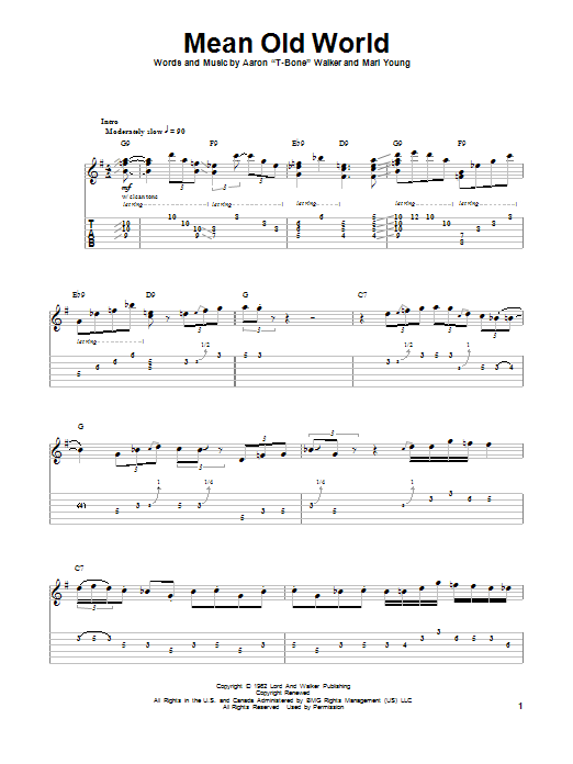 T-Bone Walker Mean Old World Sheet Music