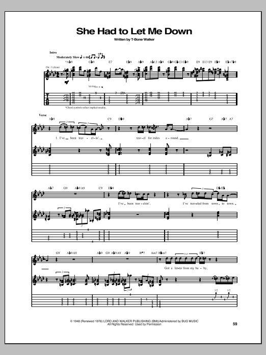 T-Bone Walker She Had To Let Me Down Sheet Music