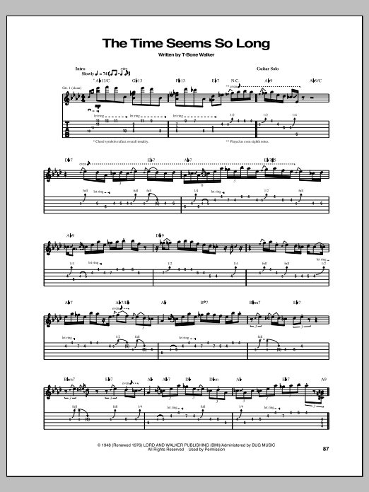 T-Bone Walker The Time Seems So Long Sheet Music