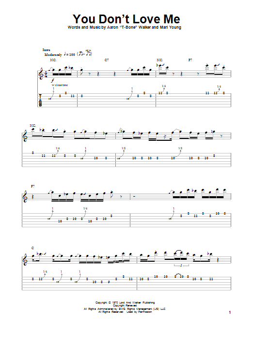T-Bone Walker You Don't Love Me Sheet Music