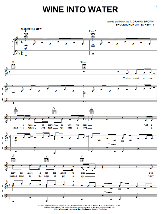 T. Graham Brown Wine Into Water Sheet Music