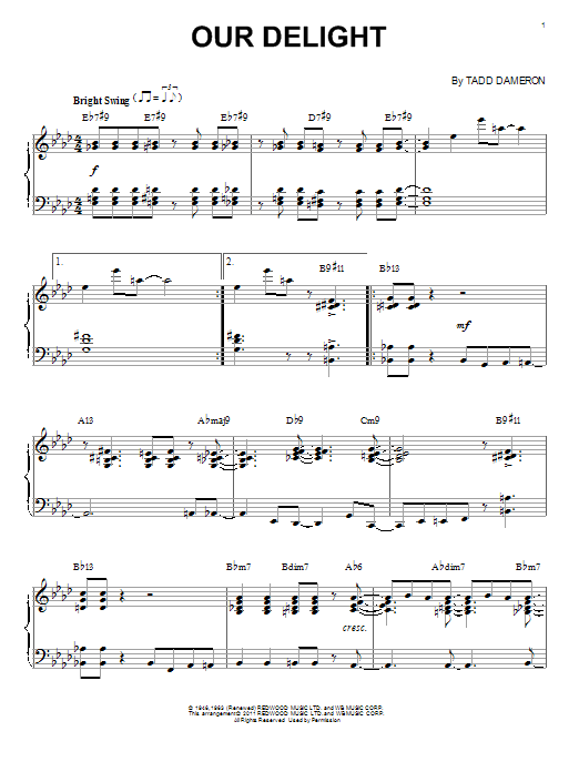 Tadd Dameron Our Delight (arr. Brent Edstrom) Sheet Music