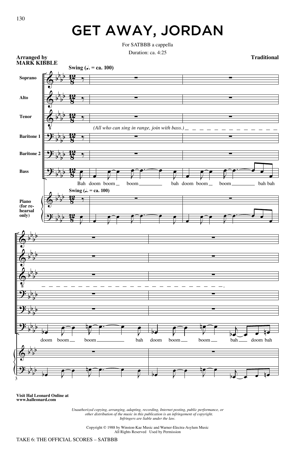Take 6 Get Away Jordan Sheet Music
