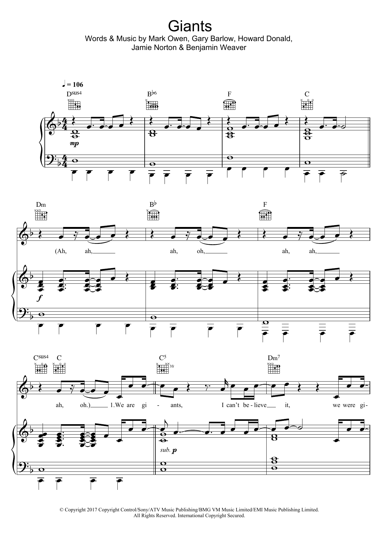 Take That Giants Sheet Music