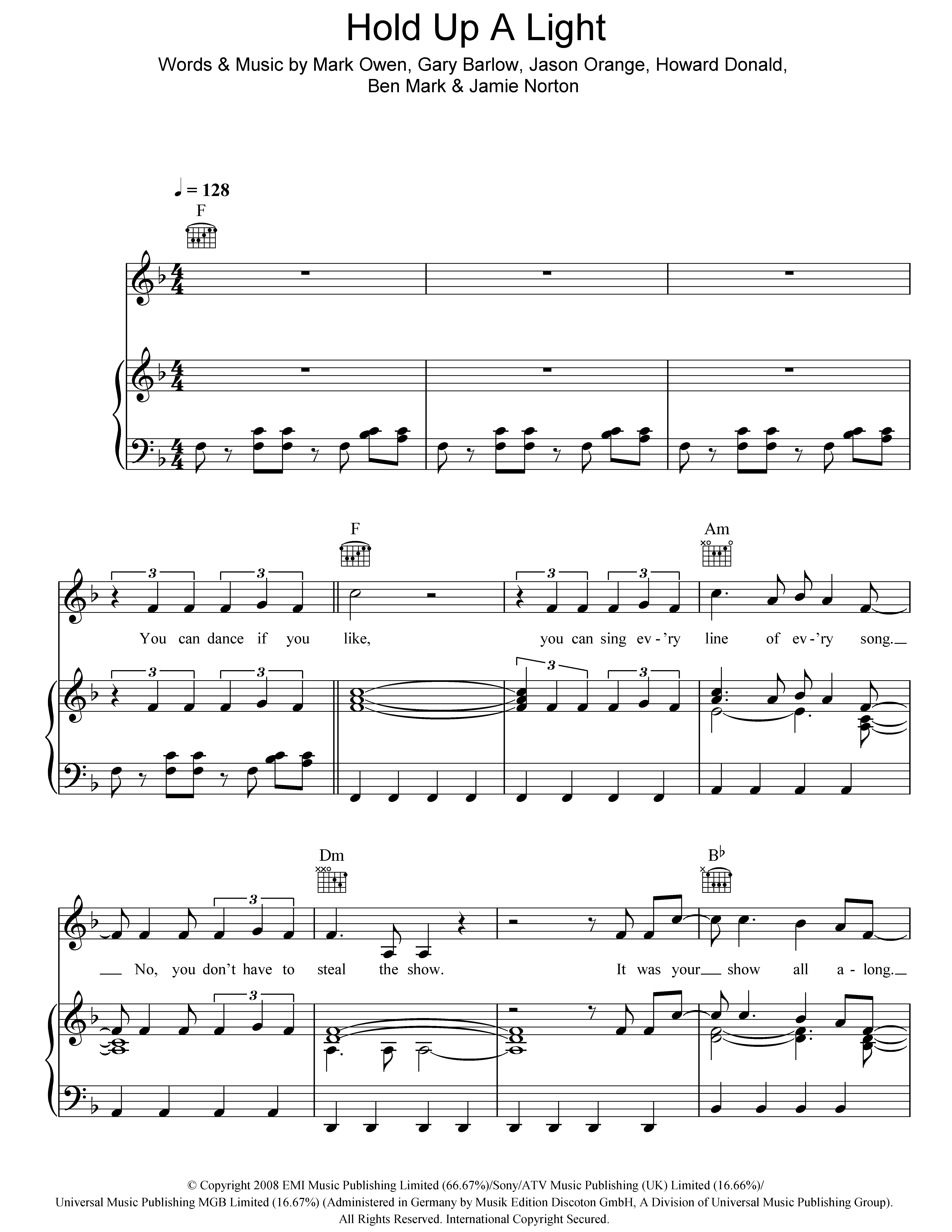Take That Hold Up A Light Sheet Music