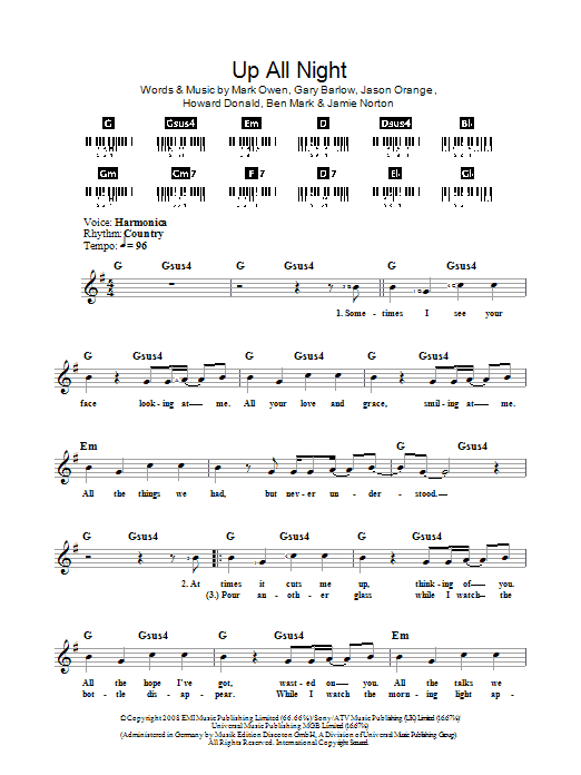 Take That Up All Night Sheet Music