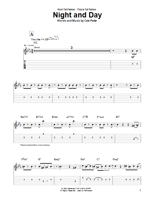 Tal Farlow Night And Day Sheet Music