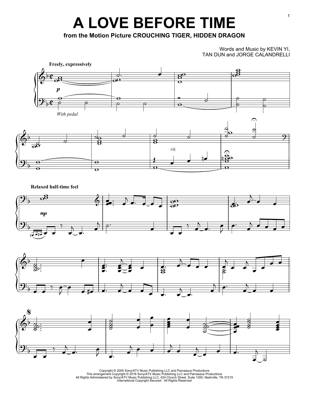 Tan Dun A Love Before Time Sheet Music