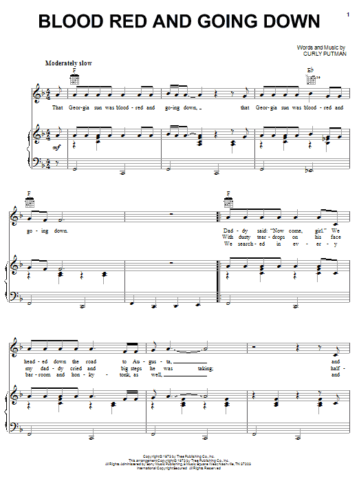 Tanya Tucker Blood Red And Going Down Sheet Music