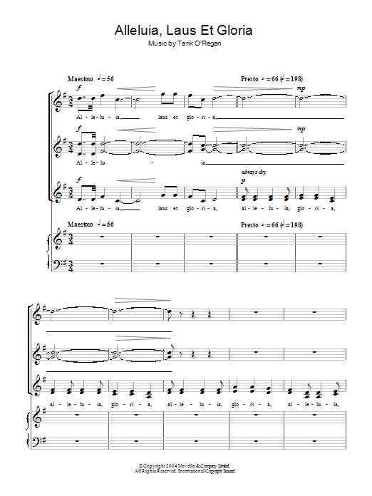 Tarik O'Regan Alleluia, Laus Et Gloria Sheet Music