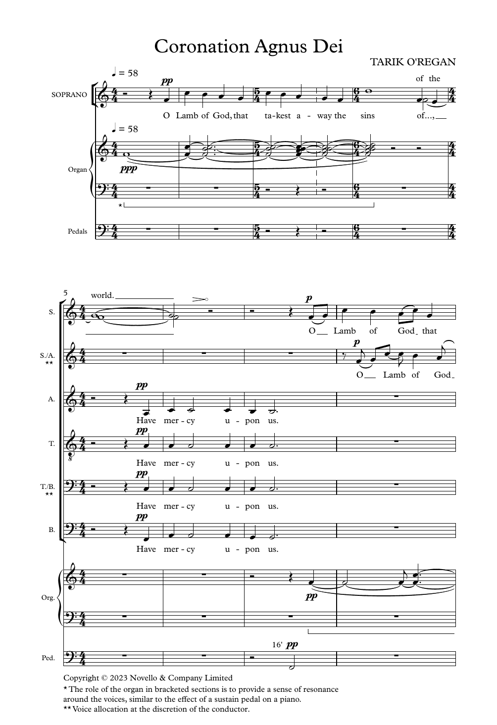 Tarik O'Regan Coronation Agnus Dei Sheet Music