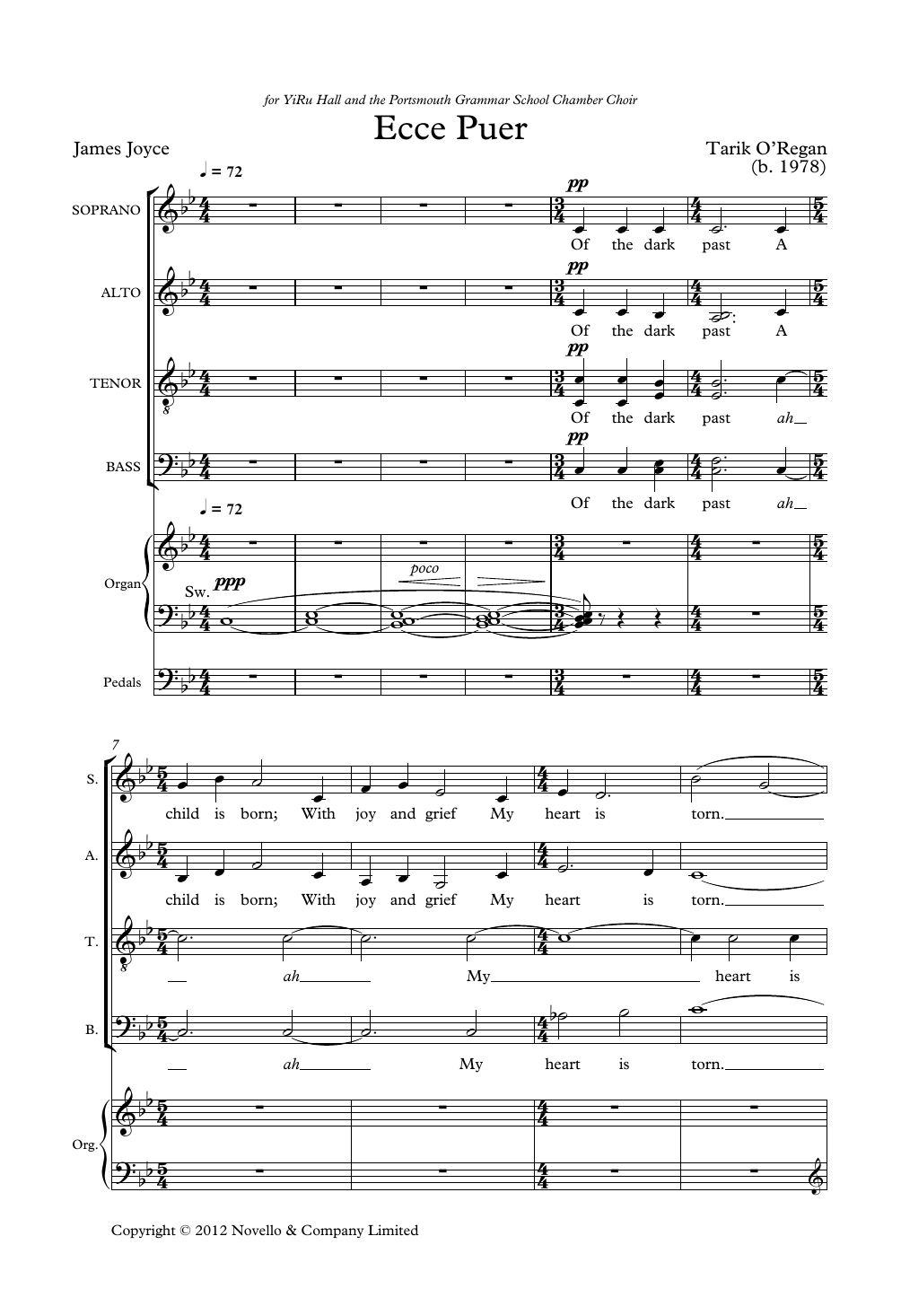 Tarik O'Regan Ecce Puer Sheet Music