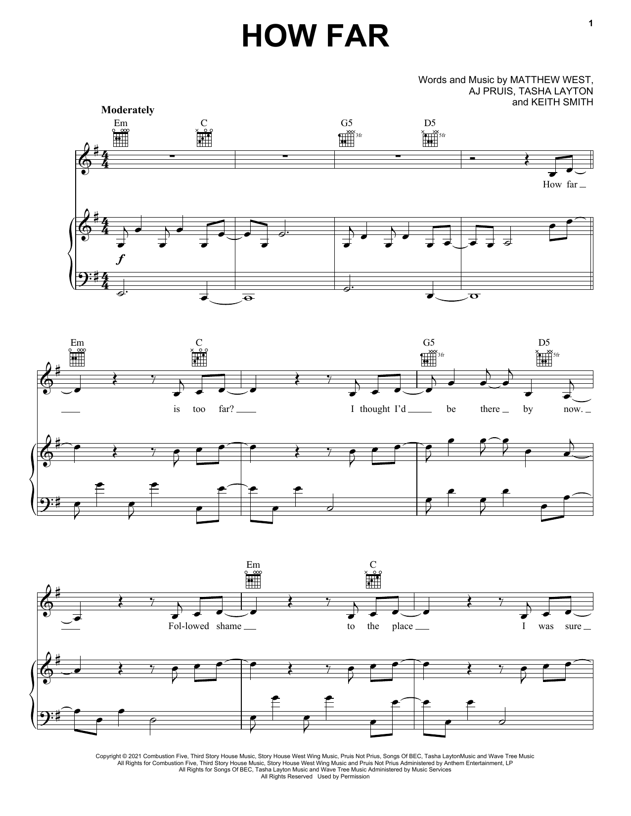 Tasha Layton How Far Sheet Music