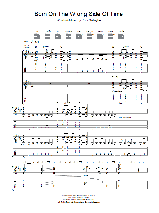 Taste Born On The Wrong Side Of Time Sheet Music