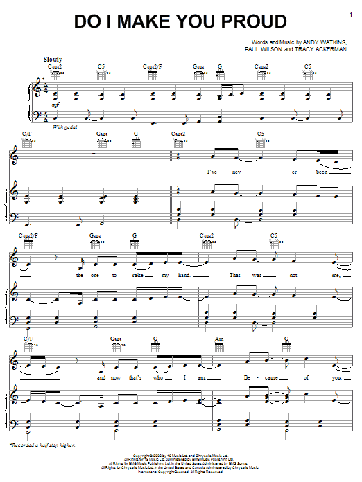 Taylor Hicks Do I Make You Proud Sheet Music