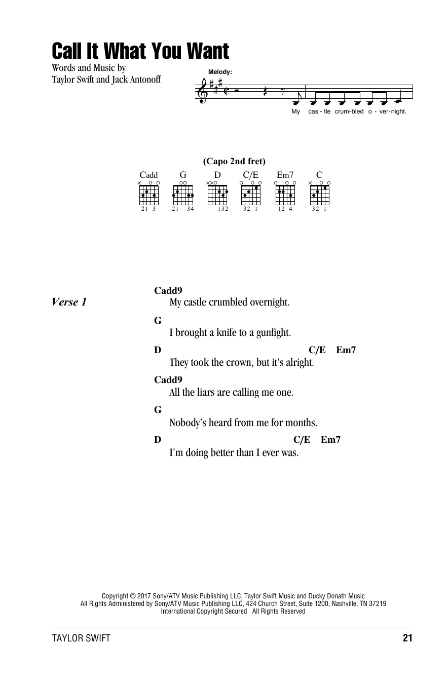 Taylor Swift Call It What You Want Sheet Music
