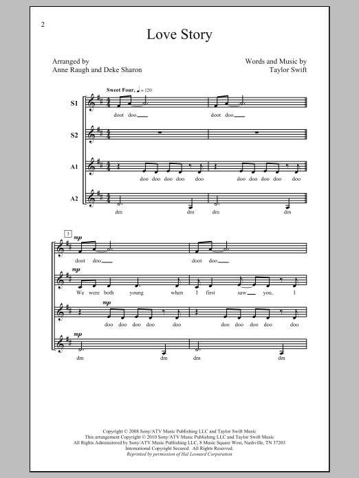 Taylor Swift Love Story (arr. Deke Sharon) Sheet Music