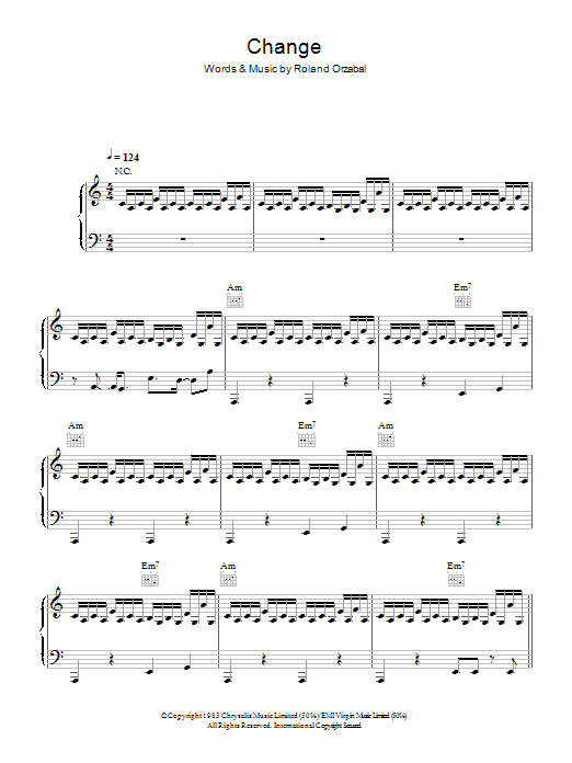 Tears For Fears Change Sheet Music