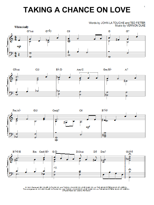 Ted Fetter Taking A Chance On Love (arr. Brent Edstrom) Sheet Music