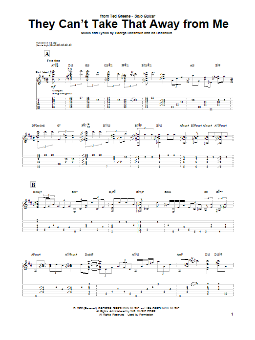 Ted Greene They Can't Take That Away From Me Sheet Music
