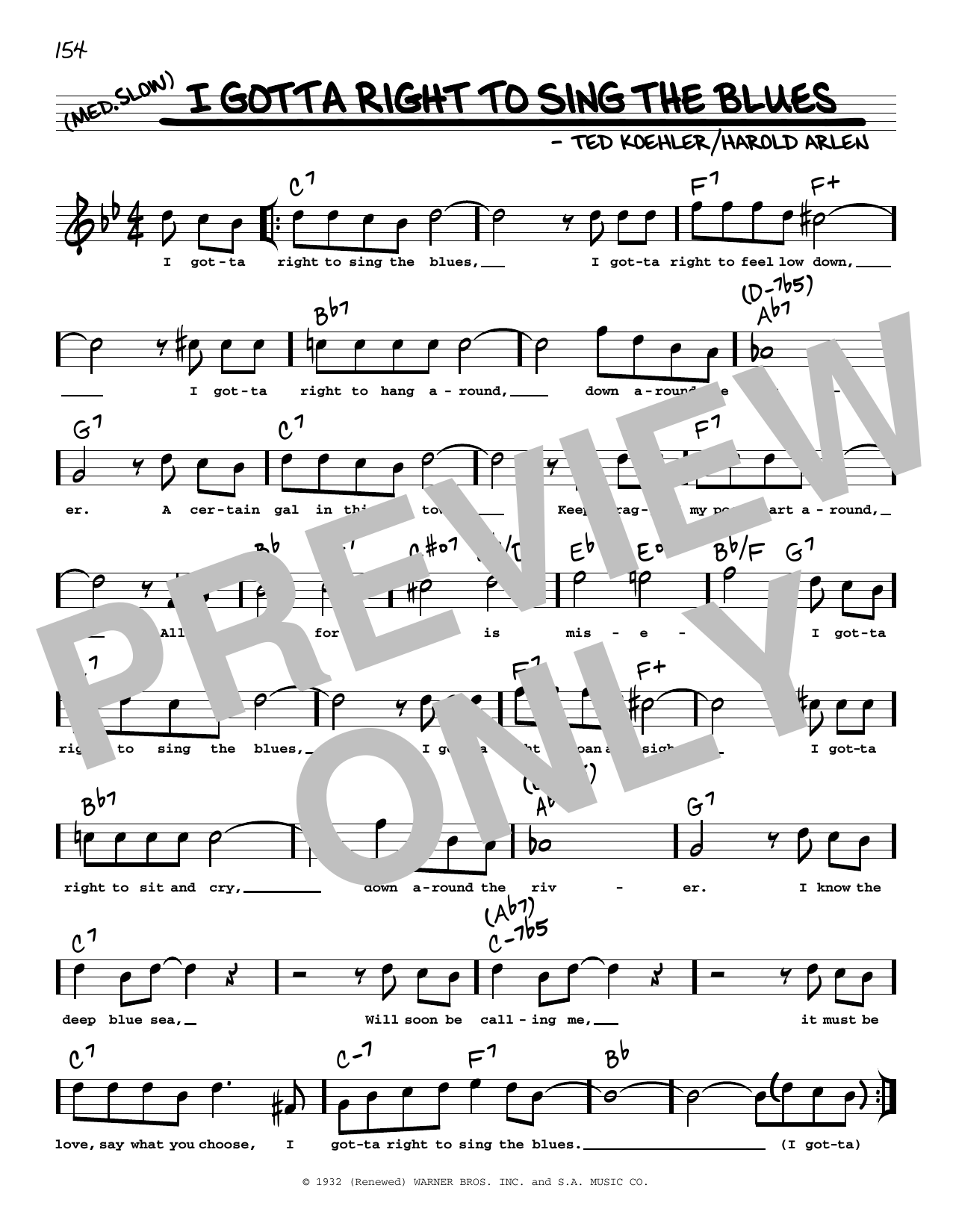 Ted Koehler I Gotta Right To Sing The Blues (arr. Robert Rawlins) Sheet Music