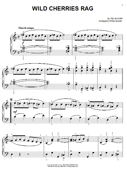 Ted Snyder Wild Cherries Rag (arr. Phillip Keveren) Sheet Music