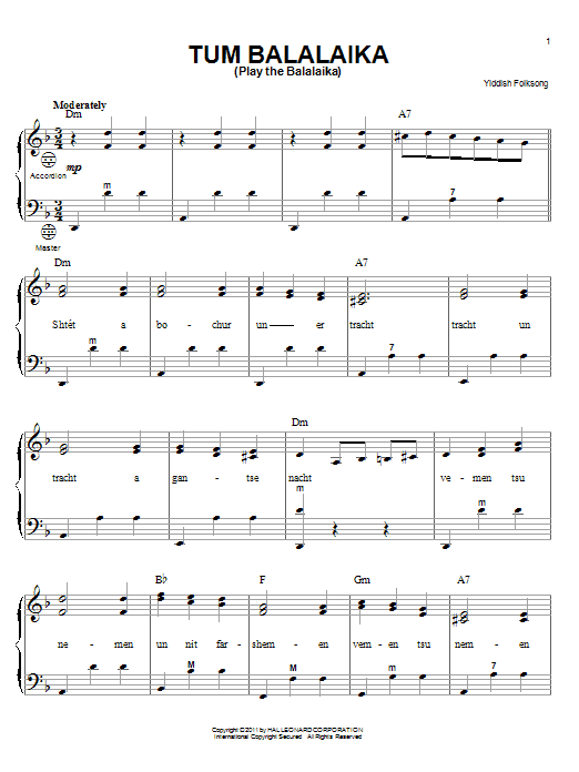 Teddi Schwartz Tum Balalaika (Play the Balalaika) Sheet Music