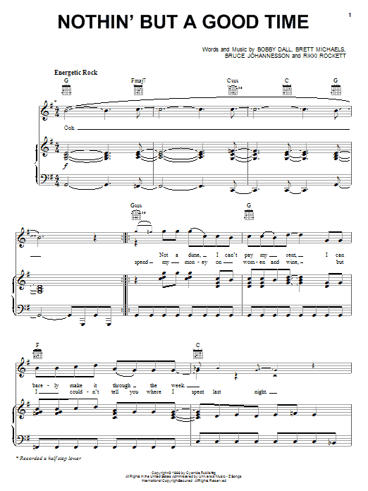 Teddy Geiger Nothin' But A Good Time Sheet Music