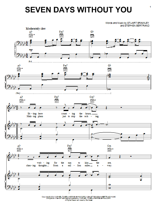 Teddy Geiger Seven Days Without You Sheet Music