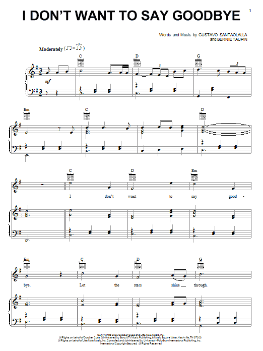 Teddy Thompson I Don't Want To Say Goodbye Sheet Music
