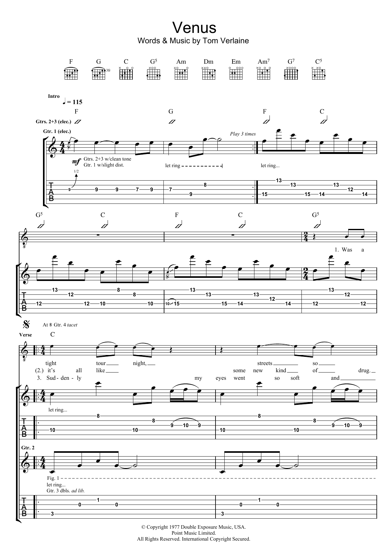 Television Venus Sheet Music