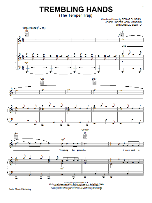 Temper Trap Trembling Hands Sheet Music