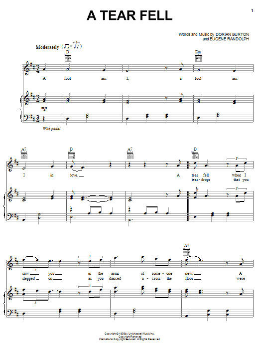 Teresa Brewer A Tear Fell Sheet Music