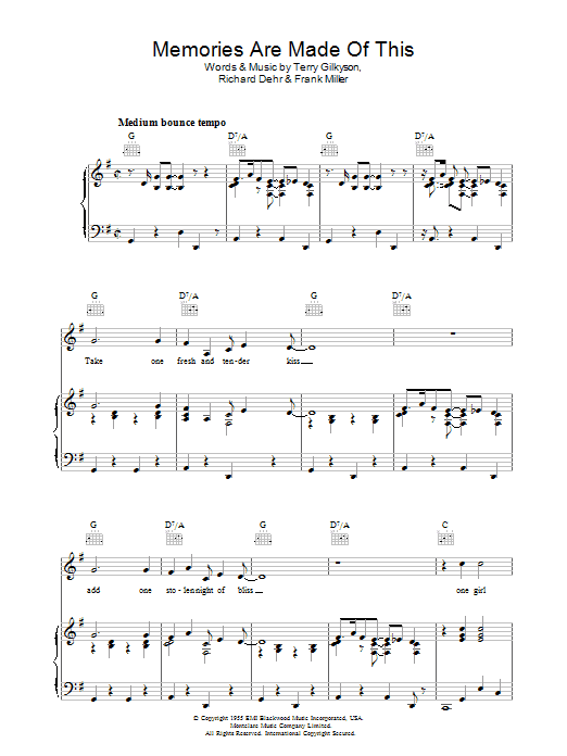 Terry Gilkyson Memories Are Made Of This Sheet Music